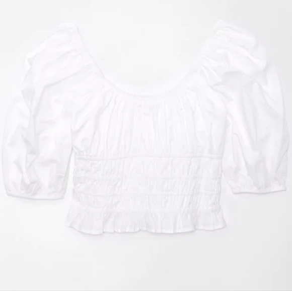 NWT American Eagle Outfitters Puff Sleeve Top Size Small White - Picture 3 of 5